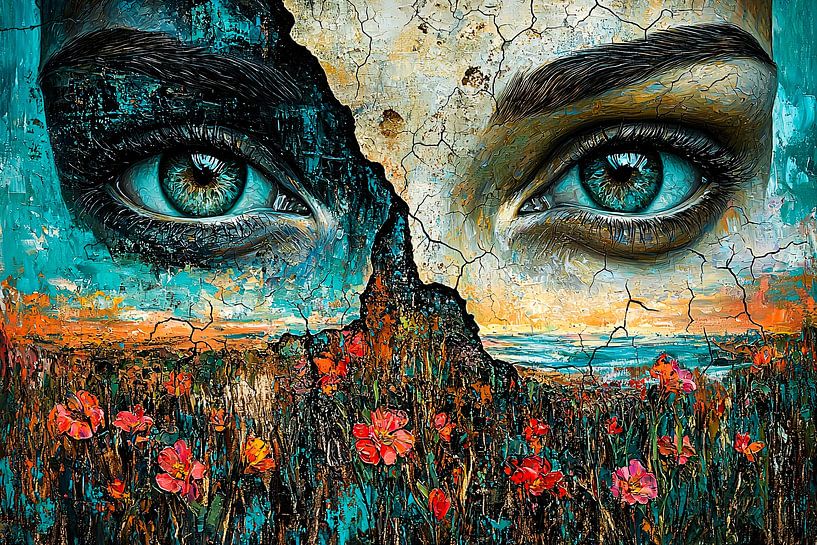 Starke Augen in surrealer Landschaft von Art & Soul Creations