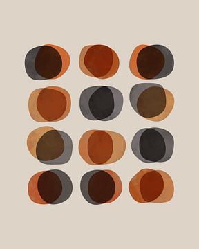 Minimal Retro Vormen | Abstract in Rust, Terracotta en Grijs van Menega Sabidussi