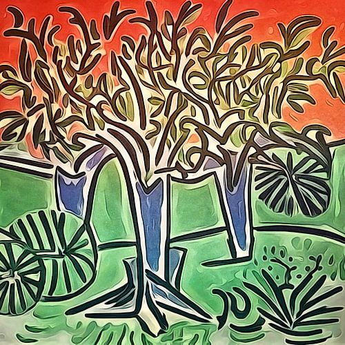 Herfstlandschap geïnspireerd op Matisse
