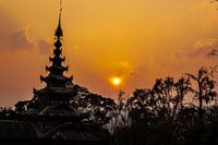 Sunset Monastery in Myanmar