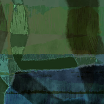 Moderne abstrakte minimalistische Kunst. Formen und Linien in Blau und Grün.