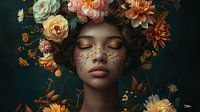 african woman with flowers by Gelissen Artworks thumbnail