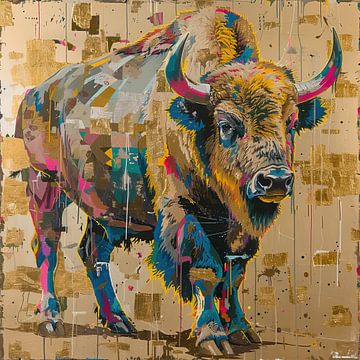 Bunte Bisons malen von Kunst Kriebels