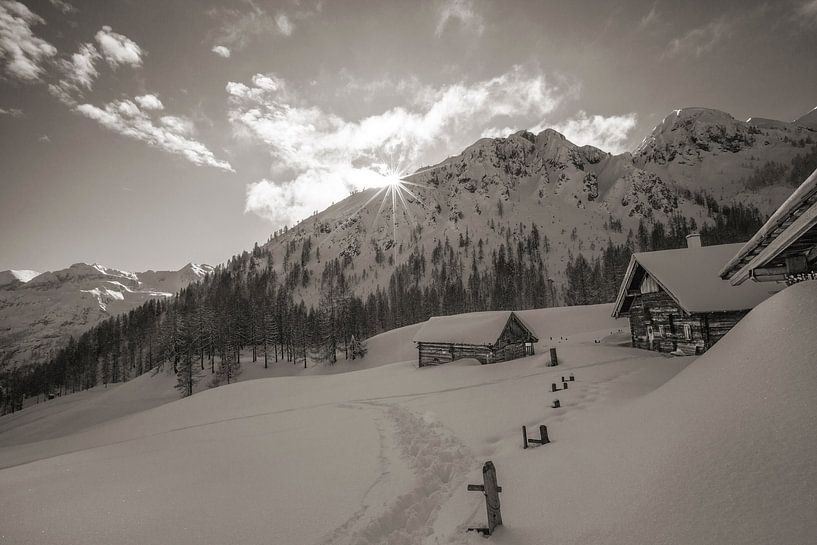 The Tauernkarleitenalm in winter by Christa Kramer