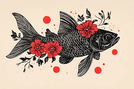 Fisch mit Blumenmuster – Kreativ gestaltet von Poster Art Shop