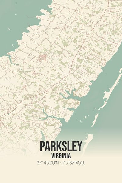 Vintage map of Parksley (Virginia), USA. by Prints of Place