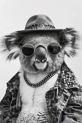 Stijlvolle koala met zonnebril en jasje