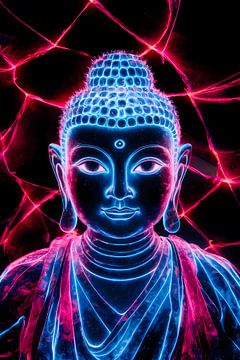Futuristic neon Buddha with lights by Art & Soul Creations