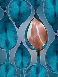 Mystic Teal Bloom Aqua 960 - Abstrakte Aquarellmalerei in transformierendem Teal & Mystische Flora von Saskia Mensink PRINTS