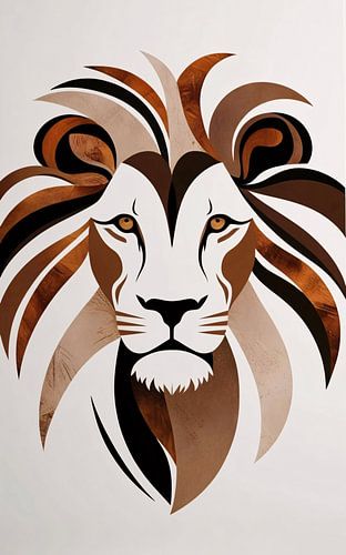 Abstracte leeuw in bruine tinten