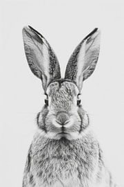 Rabbit portrait in black and white by Poster Art Shop