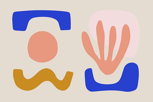 Collage moderne et branché avec des formes géométriques et organiques dans des couleurs joliment ass