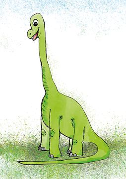 Tekening van een Baby Brachiosaurus van Debbie van Eck