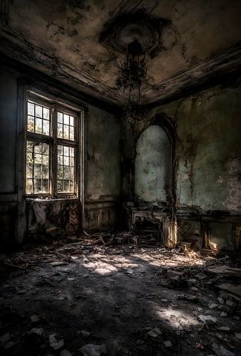 Salon in Dilapidated and Abandoned Manor House