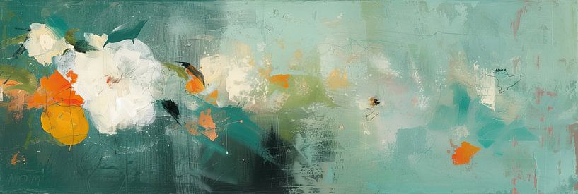 Abstrait orange turquoise | Tangente turquoise par Caprices d'Art