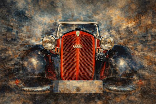 Fine art composition of car, industrial fragments and picturesque transitions