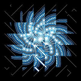 Fraktal in blau #2 van Leopold Brix