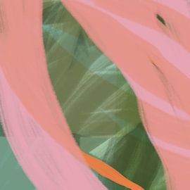 Abstracte kunst in neon- en pastelkleuren. Roze en groen van Dina Dankers