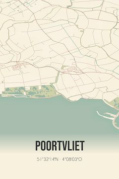 Vintage map of Poortvliet (Zeeland) by Rezona