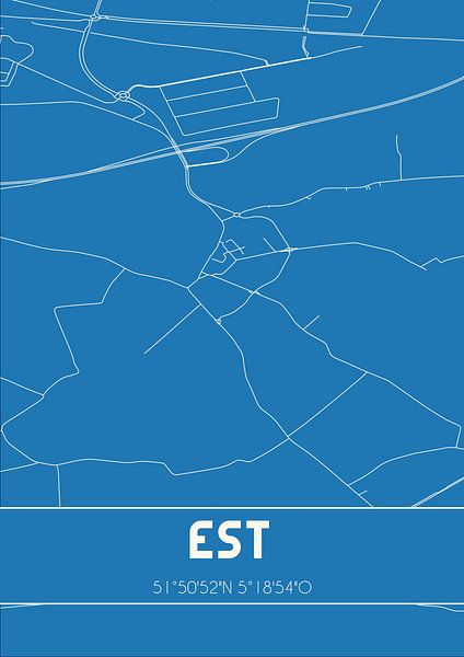 Blueprint | Carte | Est (Gueldre) par Affiches de lieux
