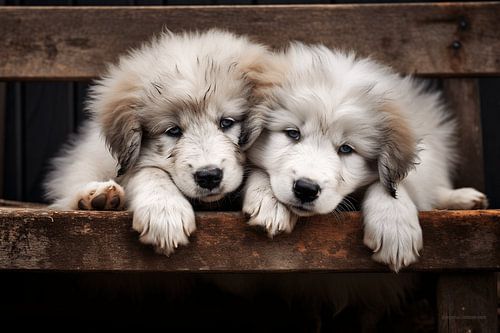 Dreamy Rest: Pyrenean Mountain Dog Brothers in Slumberland