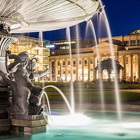 Fountain and royal building on Schlossplatz in Stuttgart by Werner Dieterich