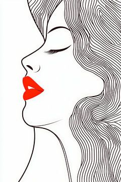 Simple beauty - portrait in line art by Poster Art Shop