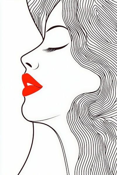 Simple beauty - portrait in line art by Poster Art Shop