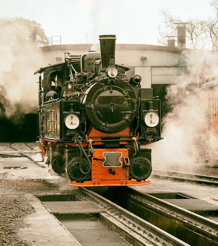old black steam locomotive in germany