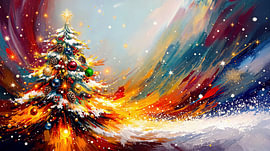 A Christmas tree bathed in the colours of the night by AidasignArt