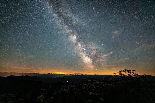 Melkweg en sterrenhemel boven de Allgäuer Alpen vanaf Hochgrat