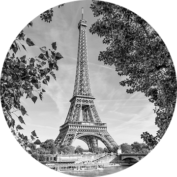 PARIS Eiffeltoren & Seine Monochroom van Melanie Viola