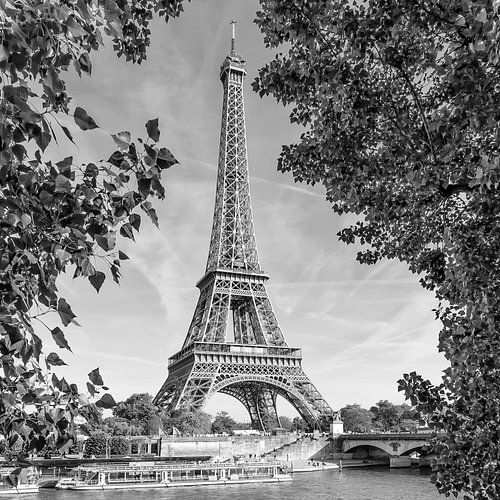 PARIS Eiffelturm & Seine | Monochrom von Melanie Viola