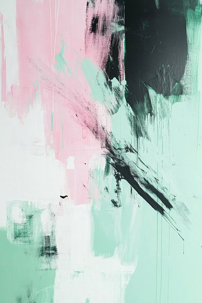 Abstraction in Mint and Pink Silence in Motion by Eva Lee