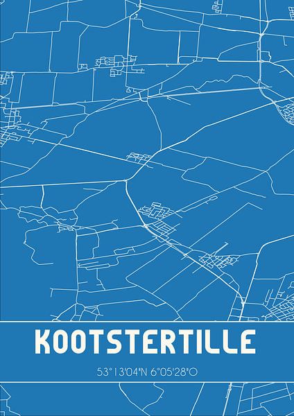 Blaupause | Karte | Kootstertille (Fryslan) von Ortsdrucke