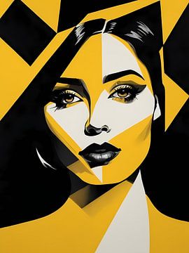 Pop Art Vrouwenportret Abstract Geometrische Kunst