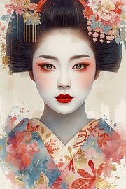 Classic Geisha Poretret in Pastel colours. by Brian Morgan