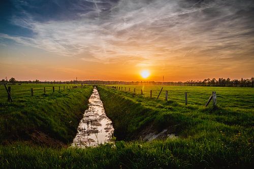 Sonnenuntergang am Graben