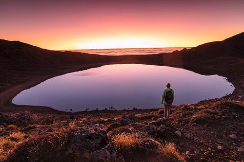 Blue Lake at sunrise, Tongariro National Park, New Zealand by Markus Lange