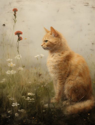 Rode Kater Tussen Veldbloemen