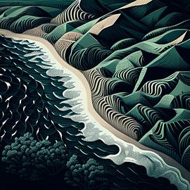 Golven en pieken in beweging van Vythryd Arts