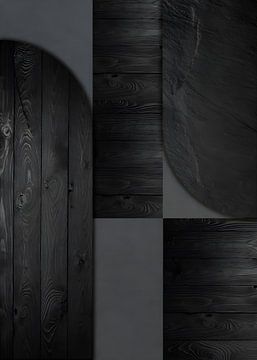 TW Living - Abstract  art HANNA - black wood van TW living