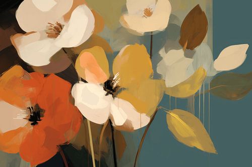 Fleurs, modernes et abstraites dans les tons de terre