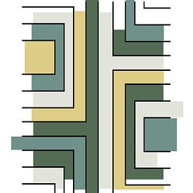Abstract Geometrisch groen zandgeel van Emiel de Lange