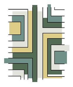 Abstract Geometrisch groen zandgeel van Emiel de Lange