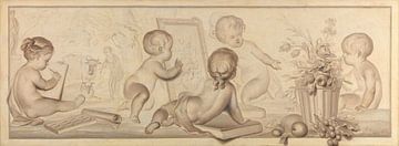 Six Putti with Flowers and Fruit and Attributes of the Art of Drawing, Jurriaan Andriessen