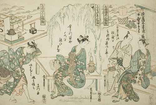 Ishikawa Toyonobu - Enjoying the Evening Cool at Ryogoku