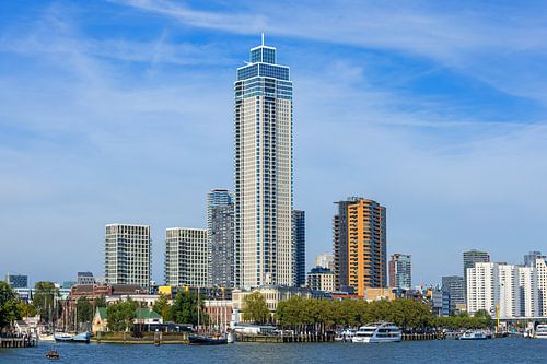 Zalmhaventoren en skyline van Rotterdam, Nederland