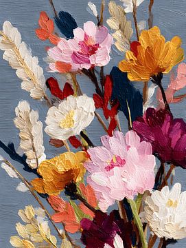 Buntes Feld Bouquet auf Blau von Gypsy Galleria