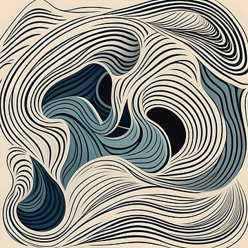 Mouvement abstrait de vagues, tourbillons et lignes ondulées 4 sur The Art Kroep